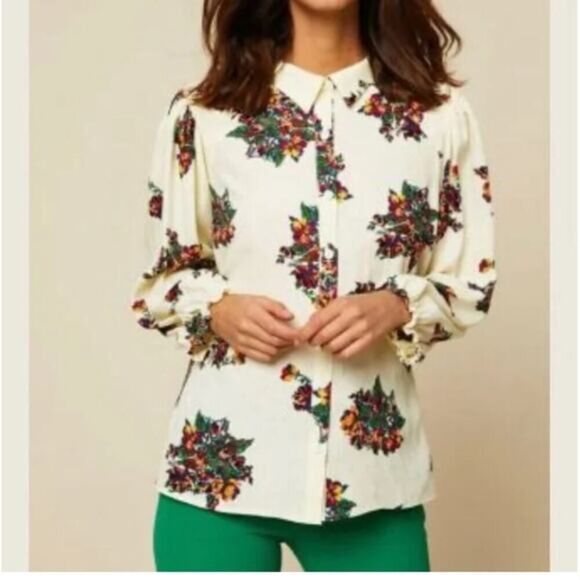 ba&sh floral feliz blouse long sleeve button up top size small - Picture 1 of 12
